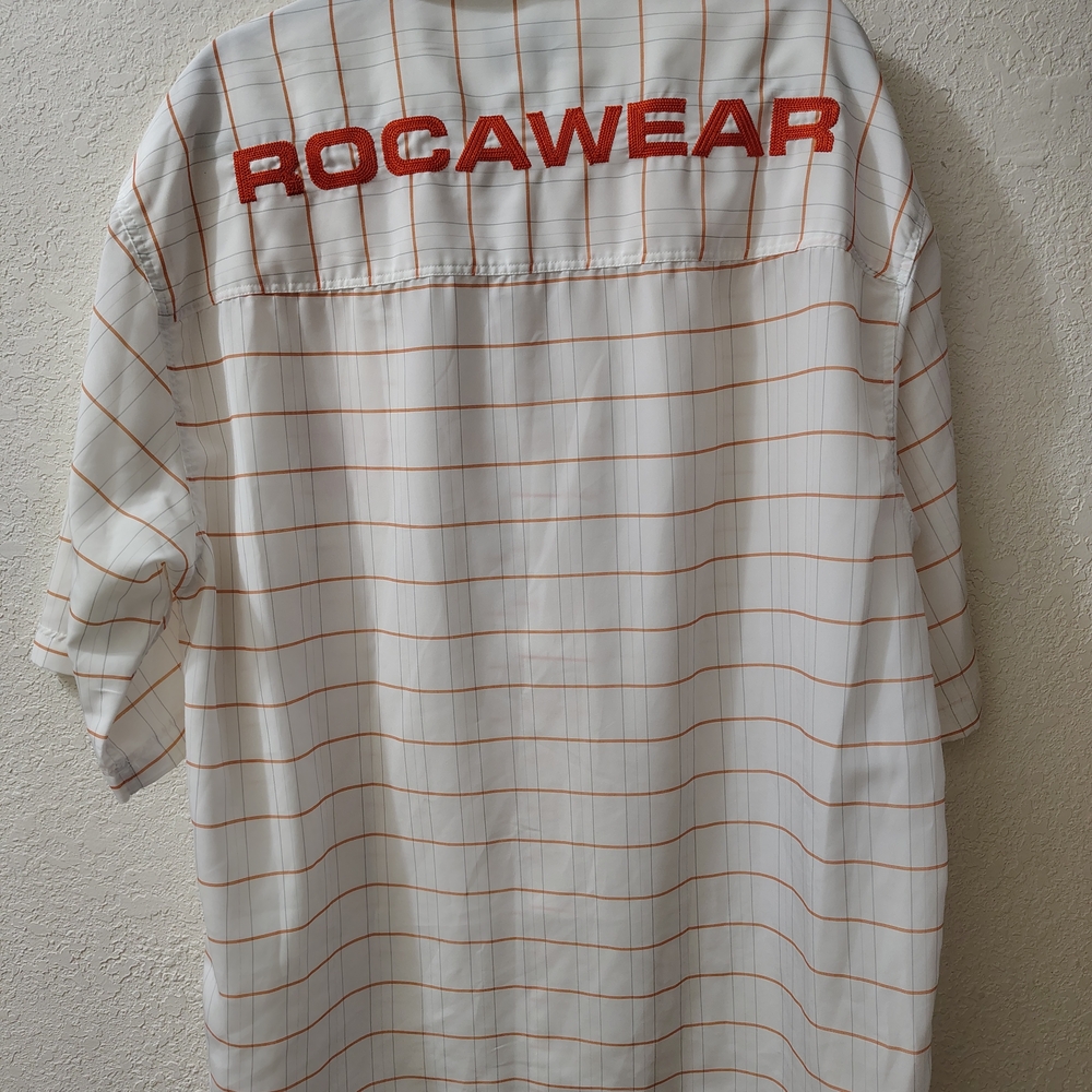 Rocawear Men's White and Orange Plaid Shirt